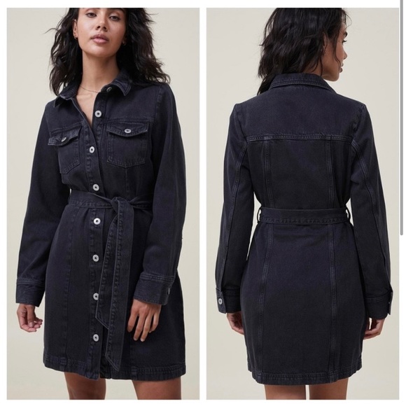 Black Denim Mini Dress - Picture 1 of 3